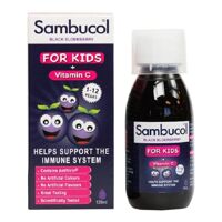 Siro tăng sức đề kháng Sambucol Black Elderberry Liquid For Kids + Vitamin C của Anh cho trẻ từ 1 đến 12 tuổi lọ 120ml