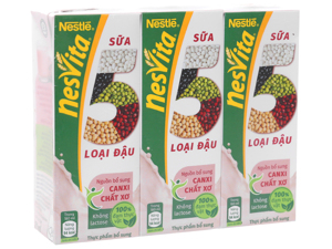 Sữa 5 loại đậu Nesvita có đường lốc 3 hộp x 180ml