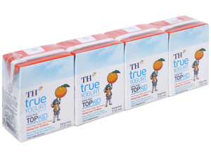 Sữa chua uống TH true Yogurt Topkid hương cam vỉ 4 hộp 110ml