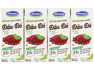 Sữa đậu nành đậu đỏ Vinamilk - Lốc 4 hộp 180ml