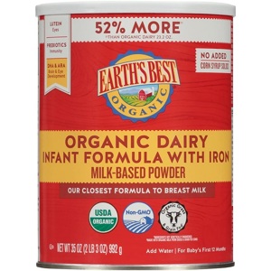 Sữa hữu cơ Earth’s Best Organic Dairy của Mỹ cho trẻ từ 0 đến 12 tháng hộp 992g (Earth’s Best đỏ)