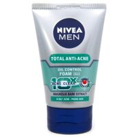 Sữa rửa mặt ngừa mụn dành cho nam Nivea Total Anti 50g