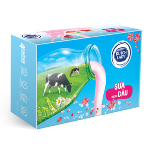 Sữa tươi tiệt trùng Dutch Lady Cô Gái Hà Lan hương dâu 180ml - thùng 48 hộp