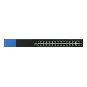 Switch mạng Linksys LGS528P có tính năng PoE và cổng SFP