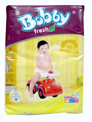 Tã dán Bobby Fresh siêu mỏng size M 30 miếng (trẻ từ 6 - 10kg)