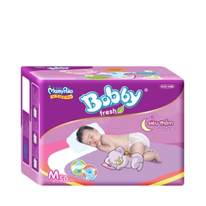 Tã dán Bobby Fresh siêu thấm size M50 miếng (trẻ từ 6 - 10kg)