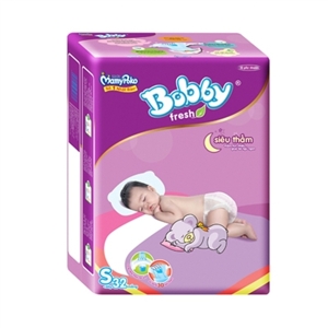 Tã dán Bobby Fresh siêu thấm size S 32 miếng (trẻ từ 0 - 6kg)