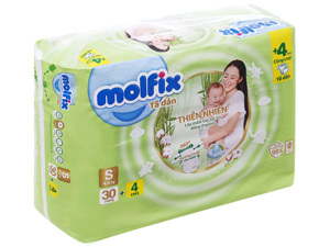 Tã dán Molfix thiên nhiên size S 30 miếng (cho bé 4 - 8kg)