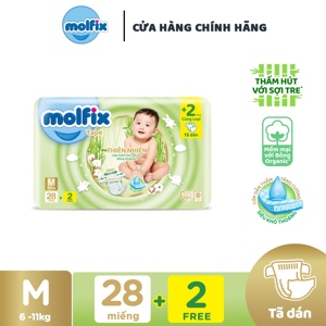 Tã dán Molfix thiên nhiên size M 28 miếng (cho bé 6 - 11kg)