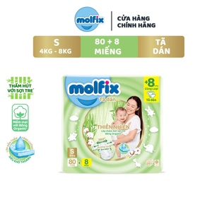 Tã dán Molfix thiên nhiên size S 80 miếng (cho bé 4 - 8kg)