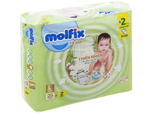 Tã dán Molfix thiên nhiên size L 25 miếng (cho bé 9 - 13kg)