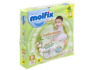 Tã dán Molfix thiên nhiên size M 76 miếng (cho bé 6 - 11kg)