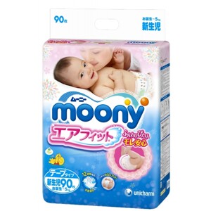 Tã dán Moony Newborn 90 miếng (trẻ từ 0 - 5kg)