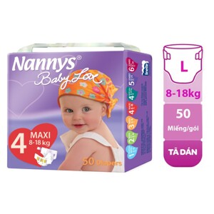 Tã dán Nannys Maxi size L 50 miếng (trẻ từ 8 - 18kg)