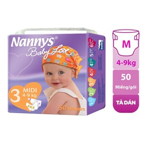 Tã dán Nannys Midi size M 50 miếng (trẻ từ 4 - 9kg)