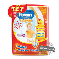 Tã quần Huggies XL62 (trẻ từ 12 - 17kg) + Tặng 7 miếng tã quần ( Bao bì tết)