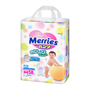 Tã quần Merries size M58 miếng (trẻ từ 6 - 11kg)