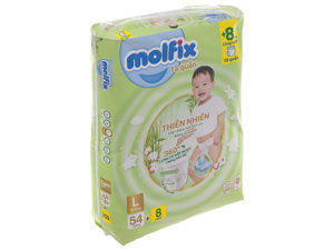 Tã quần Molfix thiên nhiên size L 54 miếng (cho bé 9 - 13kg)