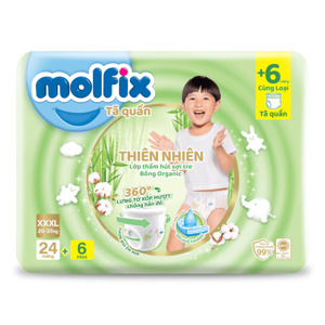 Tã quần Molfix thiên nhiên size XXXL 24 miếng (cho bé 20 - 35kg)