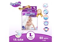 Tã/bỉm dán Dry-Pro siêu mềm nhập khẩu Malaysia size L60 (9kg - 13kg) - Gói 60 miếng