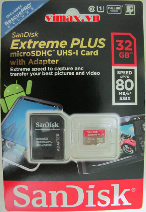 Thẻ nhớ MicroSDHC SanDisk Extreme Plus 32GB 80MB/s