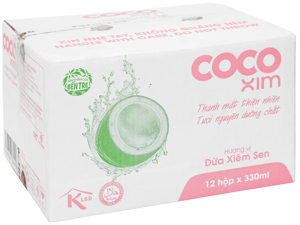 Thùng 12 hộp nước dừa xiêm sen Cocoxim 330ml