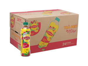 Thùng 24 chai trà đen Lipton vị đào 455ml