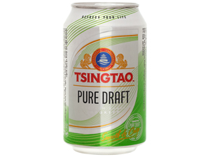 Thùng 24 lon bia Tsingtao Pure Draft lon 330ml