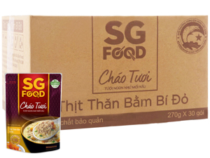 Thùng 30 gói cháo tươi SG Food cá lóc cải bó xôi 270g