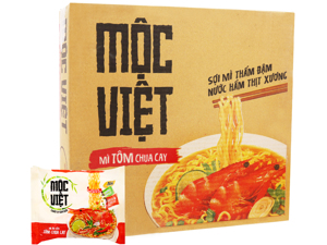 Thùng 30 gói mì Mộc Việt tôm chua cay 75g