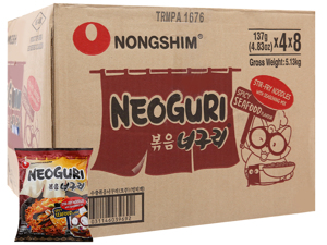 Thùng 32 gói mì xào khô Nongshim Neoguri hải sản cay 137g