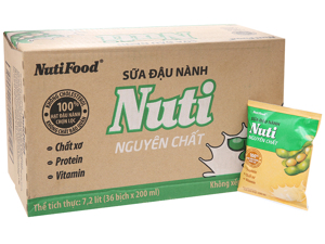 Thùng 36 hộp sữa đậu nành Nuti nguyên chất 200ml