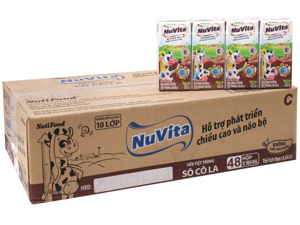 Thùng 48 hộp sữa tiệt trùng socola Nuvita 180ml