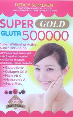 Thuốc uống trắng da, thon mặt Super Gold Gluta 500000