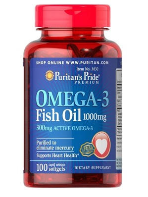 TPCN Puritan's Pride Omega-3 Fish Oil 1000 mg - Viên uống dầu cá nâng cao sức khỏe tim mạch và hệ miễn dịch