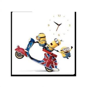 Tranh đồng hồ B2Q PP049 - Minions drive bike