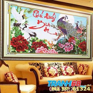 Tranh gắn đá hạt tròn phú quý bình an - EVA-61324