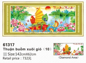 Tranh gắn đá hạt tròn thuận buồm xuôi gió EVA-61317