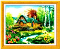 Tranh gắn đá hạt tròn tổ ấm bình yên DZ-2104