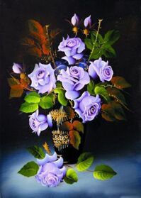 Tranh in canvas VTC LunaCV-0154 - bình hoa hồng xanh, 50 x 70cm