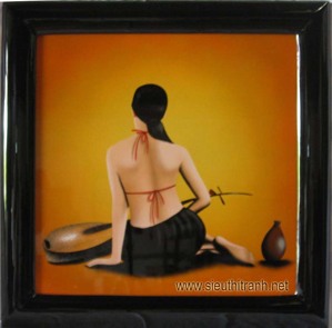 Tranh sơn mài-thiếu nữ lưng trần SM047