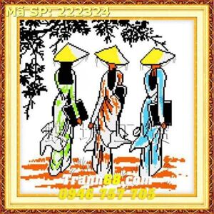 Tranh thêu áo dài thiếu nữ - DLH-222324