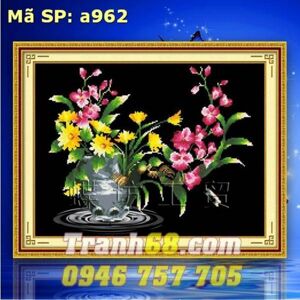 Tranh thêu chữ thập bình hoa DLH-YA962