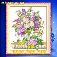 Tranh thêu chữ thập bình hoa - DLH-YA663