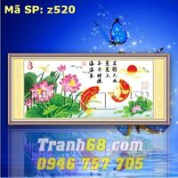 Tranh thêu chữ thập cá chép - DLH-YZ520