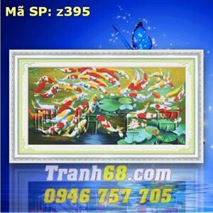 Tranh thêu chữ thập cá chép DLH-YZ395