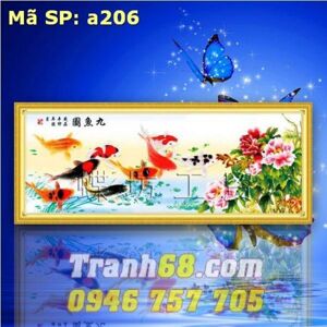 Tranh thêu chữ thập cá chép DLH-YA206