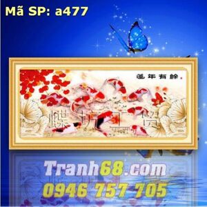 Tranh thêu chữ thập cá chép DLH-YA477