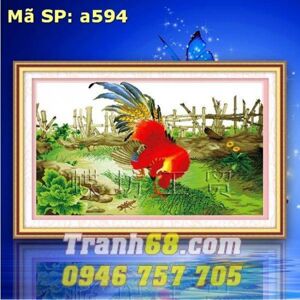 Tranh thêu chữ thập con gà DLH-YA594