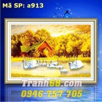 Tranh thêu chữ thập hồ thiên nga - DLH-YA913